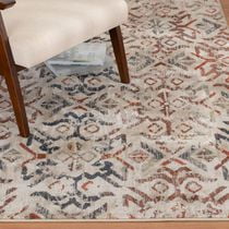 Pescara Navy Blue and Red Woven Area Rug