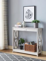 Console Table with Storage, White Oak