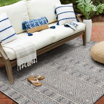Hayweld Lagoon Blue and Beige Woven Area Rug
