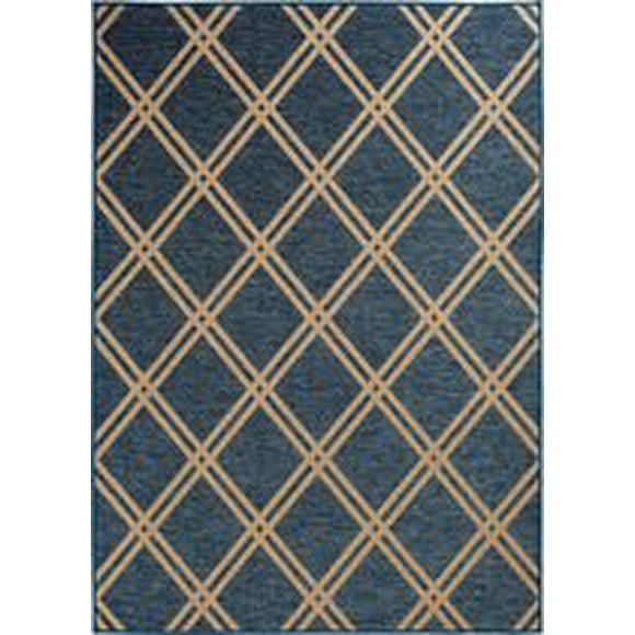 Smithleighs Cobalt Blue and Tan Woven Area Rug