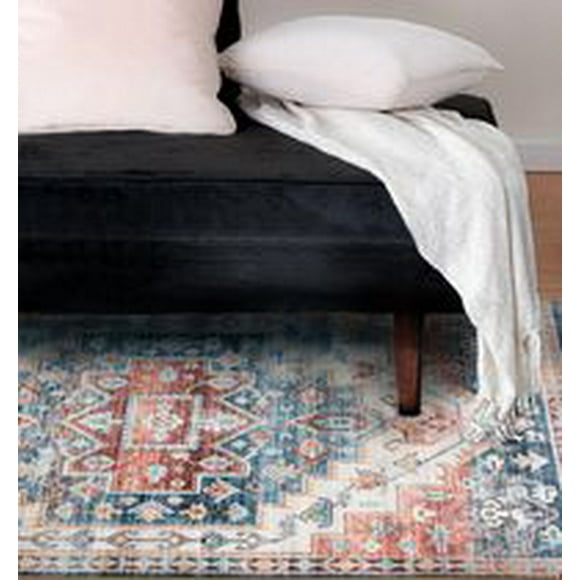 Tommin Blue and Red Woven Area Rug
