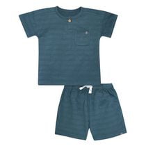 modern moments™ by Gerber®™ - 2pc Oversized Textured Shirt + Shorts Set - Blue, Soft and stretchy cotton jersey