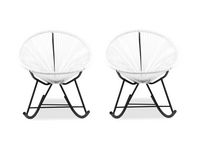 Chaise longue à bascule Costa en Blanc, chaise longue en fil métallique, chaise longue en plastique, chaise longue de plage, chaise longue intérieure-extérieure, chaise longue de patio, chaise longue ovale - Set 2