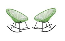 Chaise longue à bascule Costa en vert, chaise longue en fil métallique, chaise longue en plastique, chaise longue de plage, chaise longue intérieure-extérieure, chaise longue de patio, chaise longue ovale - Set 2 