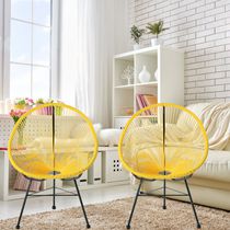 Chaise longue Costa en jaune, chaise longue en fil métallique, chaise longue en plastique, chaise longue de plage, chaise longue intérieure-extérieure, chaise longue de patio, chaise longue ovale - Set 2