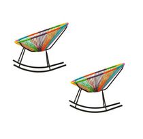 Chaise longue à bascule Costa en Multicolore, chaise longue en fil métallique, chaise longue en plastique, chaise longue de plage, chaise longue intérieure-extérieure, chaise longue de patio, chaise longue ovale - Set 2