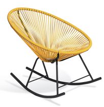 Chaise longue à bascule Costa en Jaune, chaise longue en fil de fer, chaise longue en plastique, chaise longue de plage, chaise longue intérieure-extérieure, chaise longue de patio, chaise longue ovale