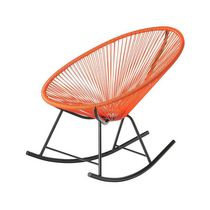 Chaise longue Costa Rocker en Orange, chaise longue en fil de fer, chaise longue en plastique, chaise longue de plage, chaise longue intérieure-extérieure, chaise longue de patio, chaise longue ovale