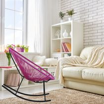Chaise longue à bascule Costa en rose, chaise longue en fil métallique, chaise longue en plastique, chaise longue de plage, chaise longue intérieure-extérieure, chaise longue de patio, chaise longue ovale 