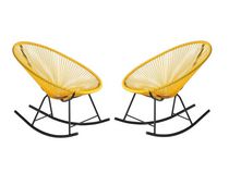 Chaise longue à bascule Costa en Jaune, chaise longue en fil métallique, chaise longue en plastique, chaise longue de plage, chaise longue intérieure-extérieure, chaise longue de patio, chaise longue ovale - Set 2