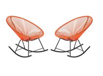 Chaise longue à bascule Costa en orange, chaise longue en fil métallique, chaise longue en plastique, chaise longue de plage, chaise longue intérieure-extérieure, chaise longue de patio, chaise longue ovale - Set 2