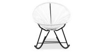 Chaise longue à bascule Costa en Blanc, chaise longue en fil métallique, chaise longue en plastique, chaise longue de plage, chaise longue intérieure-extérieure, chaise longue de patio, chaise longue ovale
