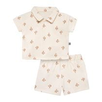 modern moments™ by Gerber® - Short Sleeve Polo Shirt+Shorts Set - Cactus, Slub structured jersey 100% cotton