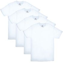 Hanes Men’s Crew-Neck Undershirt Pack, Moisture Wicking, White - 4-Pack