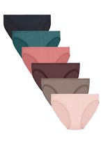 Women's Microfiber Ribbed Bikini Underwear, Assorted 6 Pack