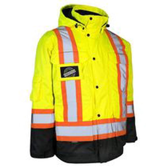 Forcefield Hi Vis Winter Safety Parka with Removable Down Insulated Nylon Puffer Jacket