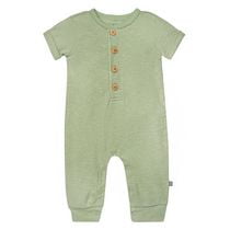 modern moments™ by Gerber® - Short Sleeve Long Leg Romper - Green, Solid green romper