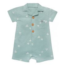 modern moments™ by Gerber® - Short Sleeve Romper - Teal Paper Boat, Teal romper with sailboat print