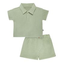 modern moments™ by Gerber® - Short Sleeve Polo Shirt+Shorts Set - Green, Solid green set