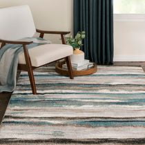 Rigton Brown and Ocean Blue Woven Area Rug