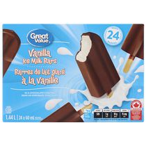 Barres de lait glacé à la vanille Great Value dans un enrobage chocolaté