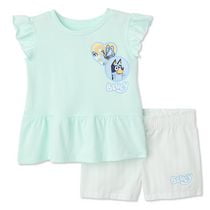 Bluey Toddler Girls' Two Piece Flutter-Sleeve Top Set