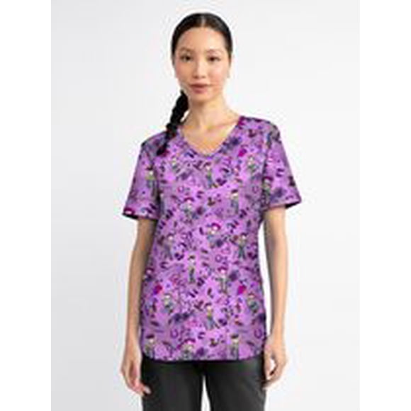 Scrubstar Fashion Collection Women’s Western Woody Print V-Neck Scrub Top, Sizes XS–3XL