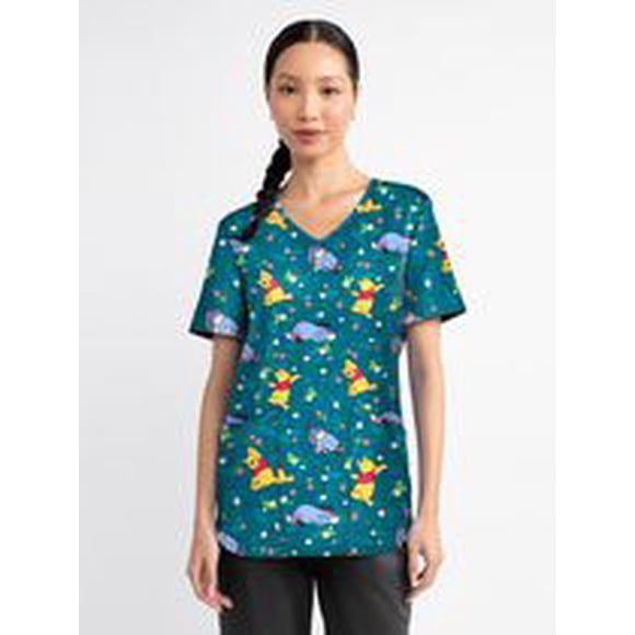 Blouse médicale imprimée Summertime Bliss de la collection Fashion Scrubstar pour femmes, à encolure en V, tailles XS–3XL