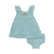 modern moments™ by Gerber® - 2pc Ruffle Sleeve Dress + Diaper Cover Set - Teal, Sizes: 0 to 24 months
