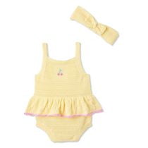 Ensemble 2 pièces avec barboteuse et serre-tête George pour bébés filles