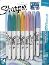 Sharpie Permanent Markers, Mystic Gem Complete Collection, Fine Point, Assorted Colors, 14 Count