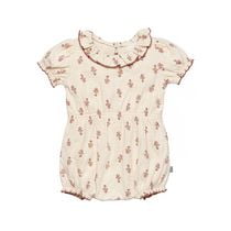 modern moments™ by Gerber® - Ruffle Collar Bubble Romper - Beige Daisies, Sizes: 0 to 24 months