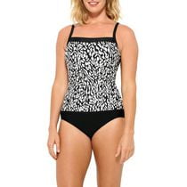 Krista Women's Square Neck Animal Print One Piece Swimsuit with Adjustable strap