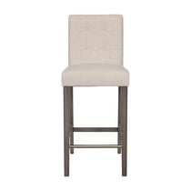 Tabourets de bar rembourrés en tissu CorLiving Leila avec pieds en bois - Tabouret de bar avec dossier capitonné, chaise de bar haute parfaite pour la cuisine ou le bar