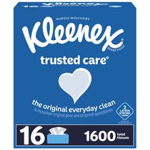 Mouchoirs Kleenex® Soins de confiance de tous les jours, 16 boîtes plates (1 600 mouchoirs au total)