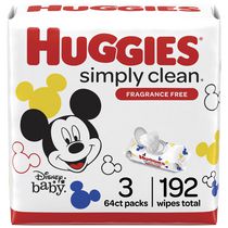 Lingettes pour bébés Huggies Simply Clean, NON PARFUMÉES, 3 emballages à couvercle rabattable, total de 192 lingettes