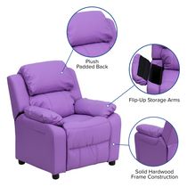 Deluxe Padded Contemporary Lavender Vinyl Kids Recliner with