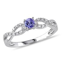 Tangelo 0.17 Carat T.G.W. Tanzanite And Diamond-Accent Sterling Silver Cross-Over Ring