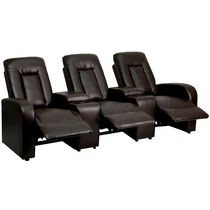 Ensemble de fauteuil de cinéma inclinable à 3 sièges en cuir noir de la série Eclipse avec porte-gobelets