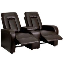 Ensemble de fauteuil de cinéma inclinable à 2 sièges en cuir noir de la série Eclipse avec porte-gobelets