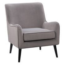 Chaise d'appoint moderne en velours Isla avec pieds en bois effilés