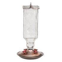 Abreuvoir à colibris carré Perky-Pet en verre clair de style flaon ancien