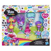 DreamWorks TrollsTopia Harmony Friends Pack, 5 Trolls Toys with Poppy, Val, R&B, Holly Darlin' Surprise Hair Figure, Kids 4 and Up