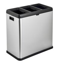 Set of 4 x 20 Litre Large Stackable Recycling Sorting Colour Coded Plastic Bins with Hinged Lids Black