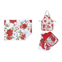 Set Poinettia Linge De Cuisine