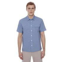 Dark Black Men's 4 Way Stretch s/s button down shirt