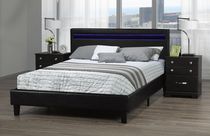 Dhara Double Platform Bed with LED Lighting, Black