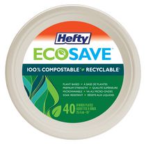 Hefty EcoSave® Assiettes à Dîner en Carton Assiette jetable compostable