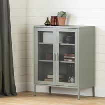 South Shore Crea Metal Mesh 2 Door Accent Cabinet Pale Yellow