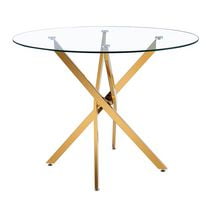 Heavenly Collection Star Dining Table, Tempered Glass Dining Table, Round Glass Dining Table, Dining Table with Chrome Base, Cross Chrome Dining Table 48"